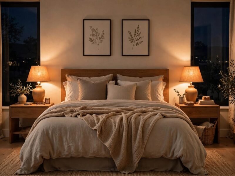 Iluminación del dormitorio: cálida y funcional