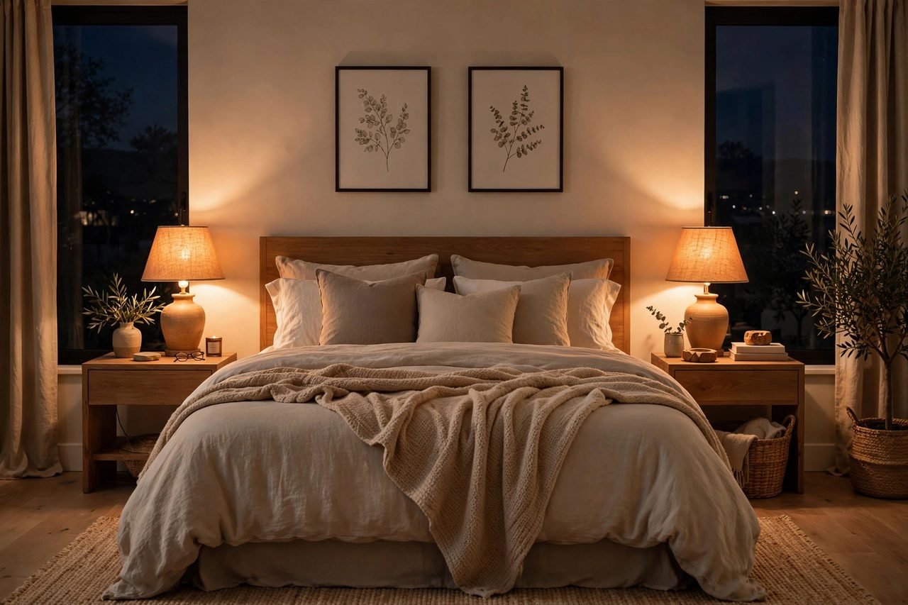 Iluminación del dormitorio: cálida y funcional